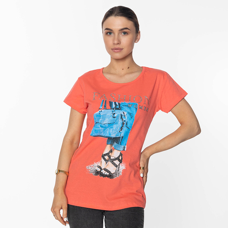 T-shirt femme corail avec FASHION - Clothing Print