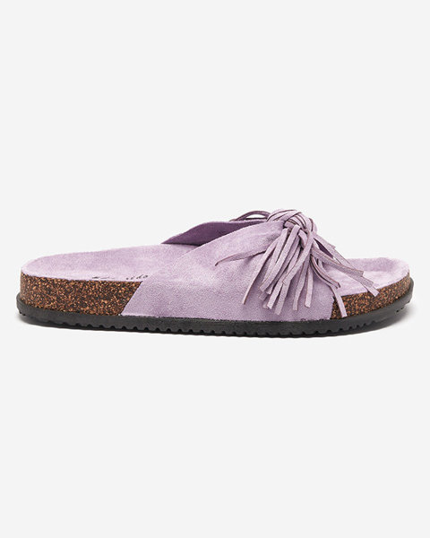 Babouches pour femmes avec pompons violets Guttis - Footwear