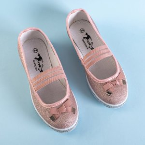 Ballerines enfant en brocart rose avec nœud Trylina - Chaussures
