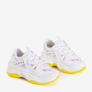 Baskets Etana blanches et jaunes avec empiècements holographiques - Footwear