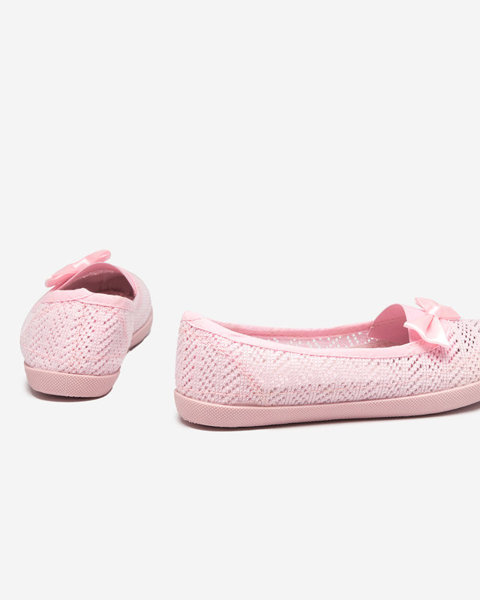 Baskets à enfiler rose clair pour fille avec tige ajourée Locuni-Shoes