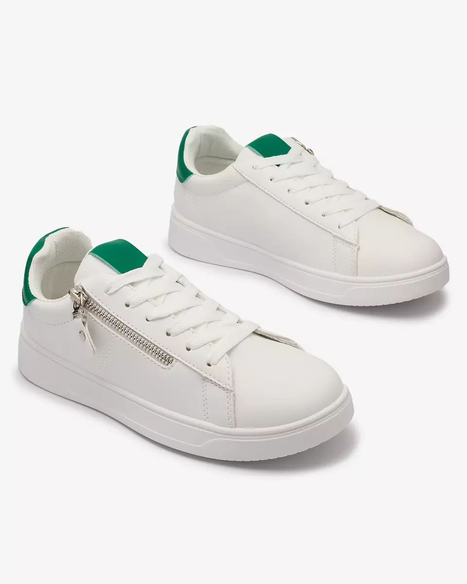 Baskets de sport pour femmes, blanches, avec insert vert Symlo- Footwear