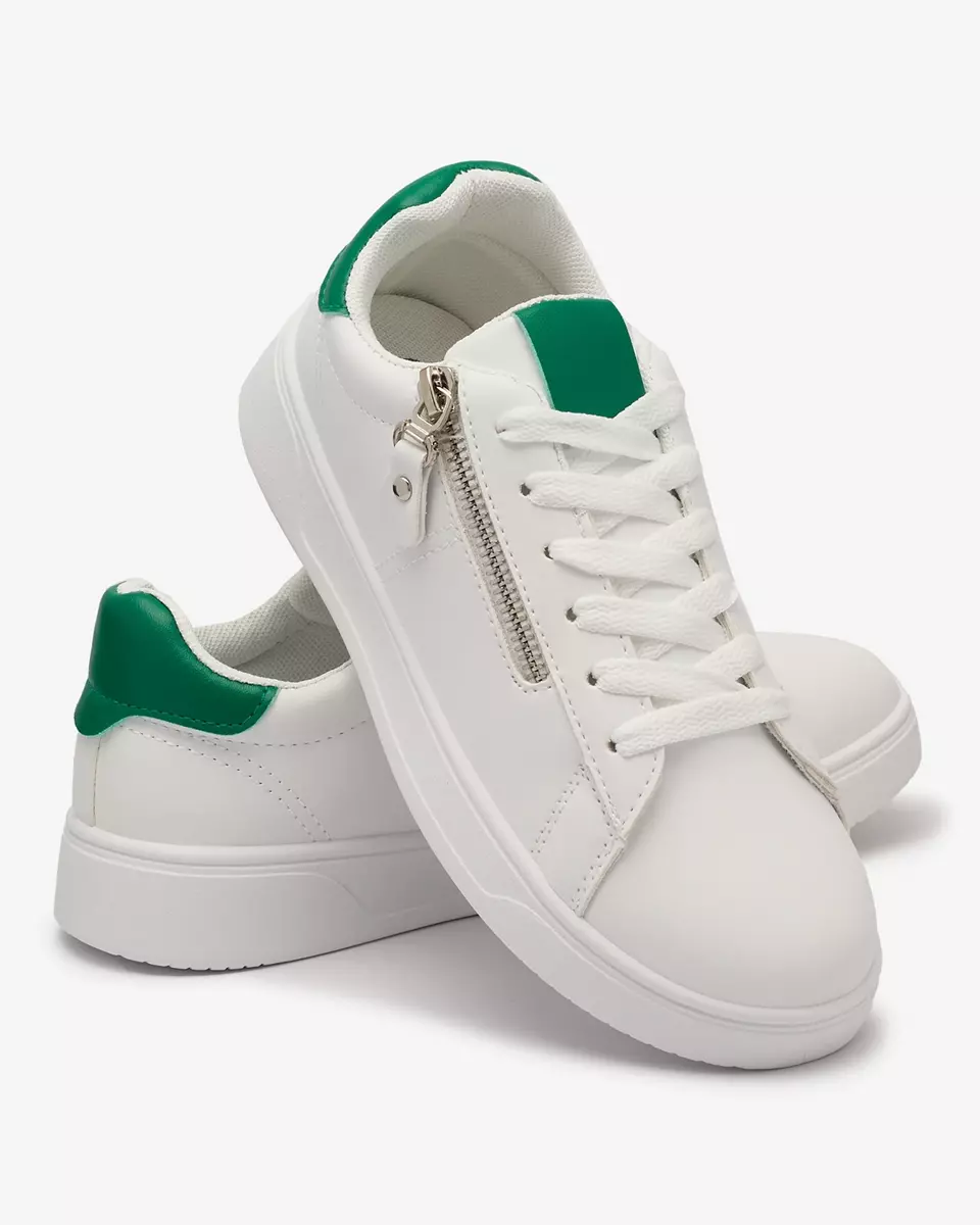Baskets de sport pour femmes, blanches, avec insert vert Symlo- Footwear
