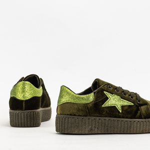 Baskets en velours vert pour femme Estreni- Shoes