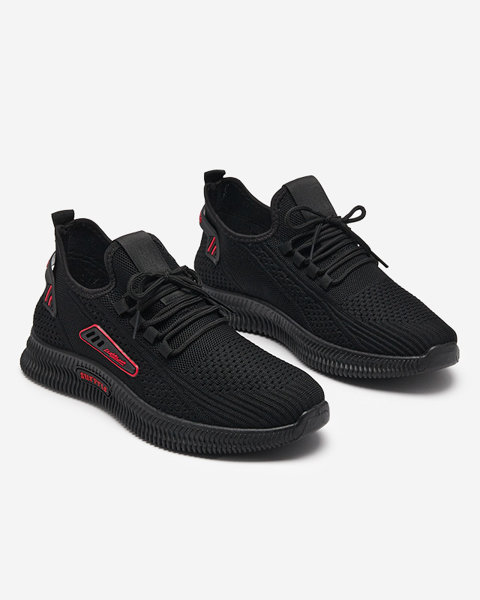 Baskets noires à lacets pour hommes avec empiècements rouges de Rijakis - Footwear