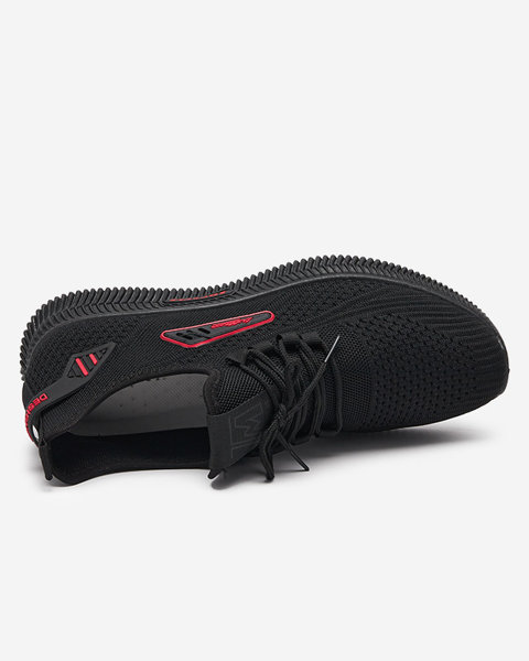 Baskets noires à lacets pour hommes avec empiècements rouges de Rijakis - Footwear