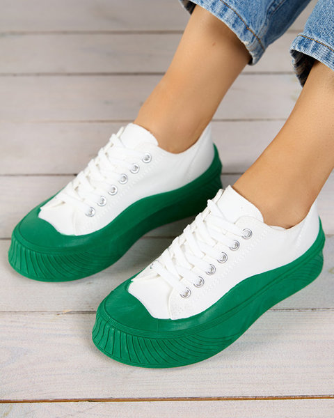 Baskets pour femmes blanches et vertes, type Nerikas - Footwear
