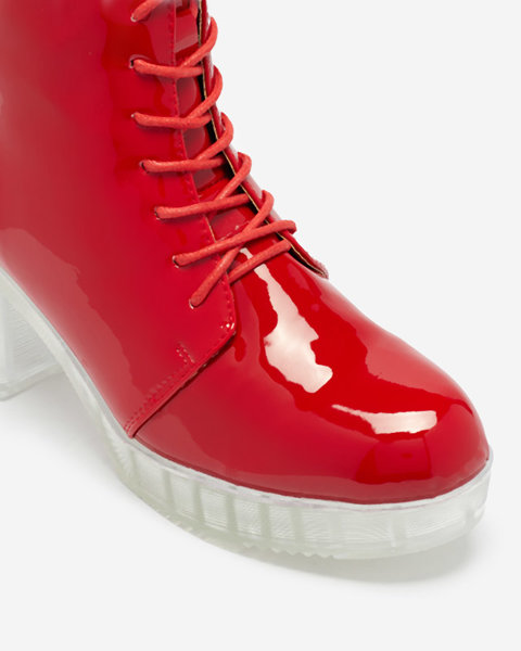 Bottes à talons aiguilles en cuir verni rouge pour femmes Idika - Chaussures