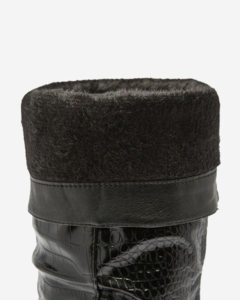 Bottes à talons aiguilles noires pour femmes avec gaufrage Sappyo - Chaussures