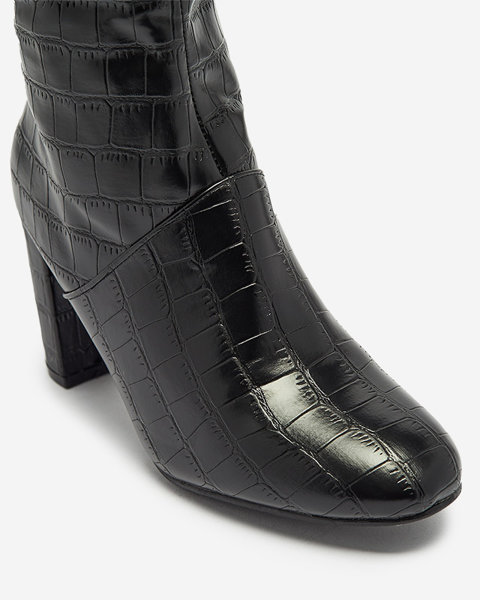 Bottes à talons aiguilles pour femmes avec gaufrage en noir Mastiu- Footwear