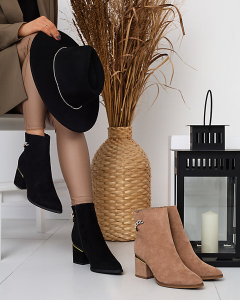 Bottes à talons aiguilles pour femmes marron clair avec chaîne Bellami- Footwear