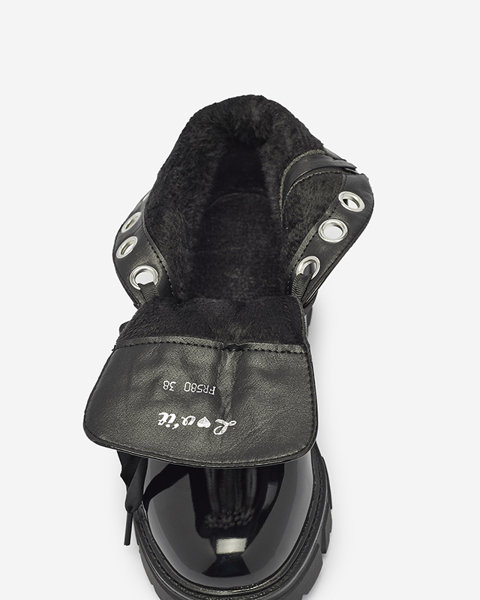Bottes bagger laquées pour femmes en noir Oselfo- Footwear