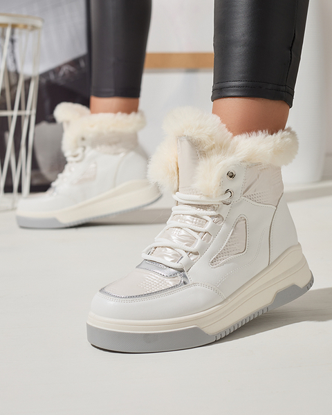 Bottes blanches à lacets pour femmes a'la snow boots - Ojilen