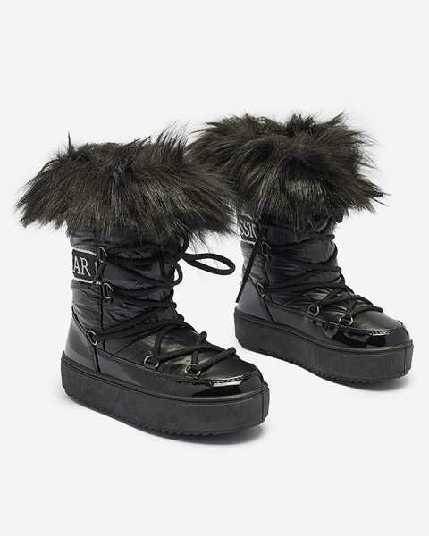 Bottes de neige a'la noires pour enfants avec fourrure Asika - Chaussures