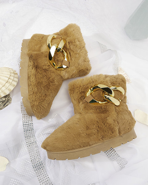 Bottes de neige camel pour femmes avec fourrure Sattopa- Footwear