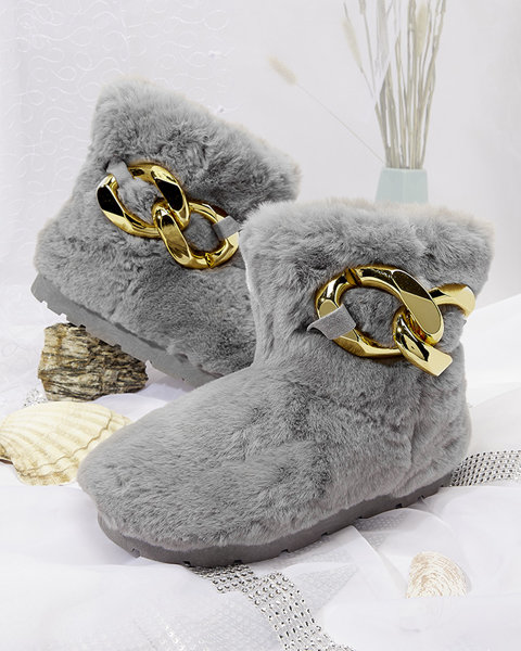 Bottes de neige grises pour femmes avec fourrure Sattopa- Footwear