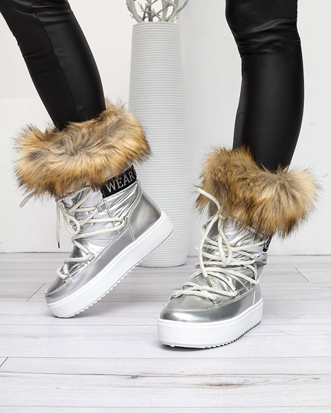 Bottes de neige laquées argentées pour femme Fursav - Footwear