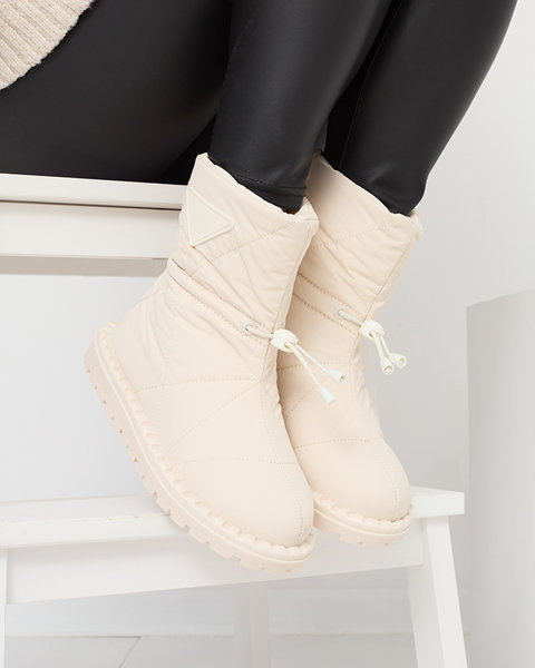 Bottes de neige matelassées crème pour femmes sur une semelle plate Ferri - Footwear