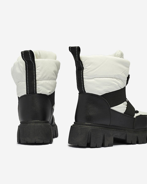 Bottes de neige pour femmes à semelle plate en noir et blanc Ferory- Footwear