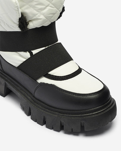 Bottes de neige pour femmes à semelle plate en noir et blanc Ferory- Footwear
