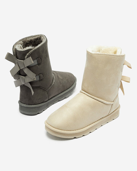 Bottes de neige pour femmes avec nœuds en gris Fummel- Footwear