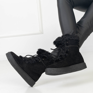 Bottes de neige pour femmes noires avec fourrure Linorcos - Chaussures