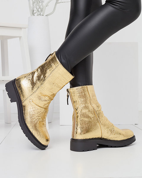 Bottes dorées pour femmes avec gaufrage Ahhy - Chaussures