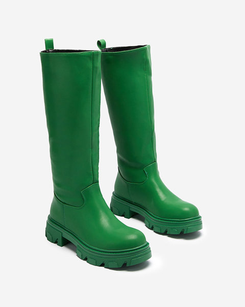 Bottes en cuir écologique pour femmes en vert Cader- Footwear
