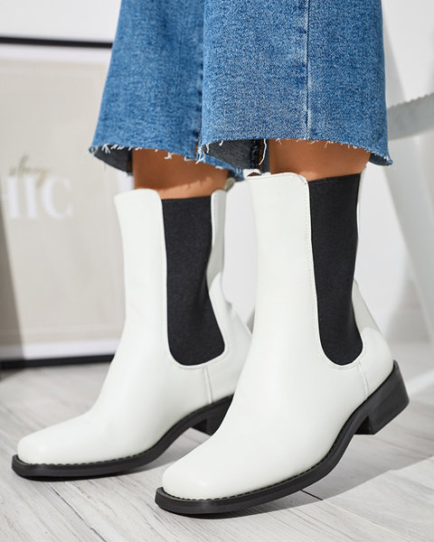 Bottes hautes blanches pour femmes à bout carré Ludiz- Footwear