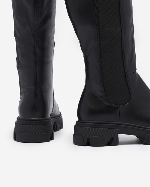 Bottes noires à mi-mollets pour femmes Vebissa- Footwear