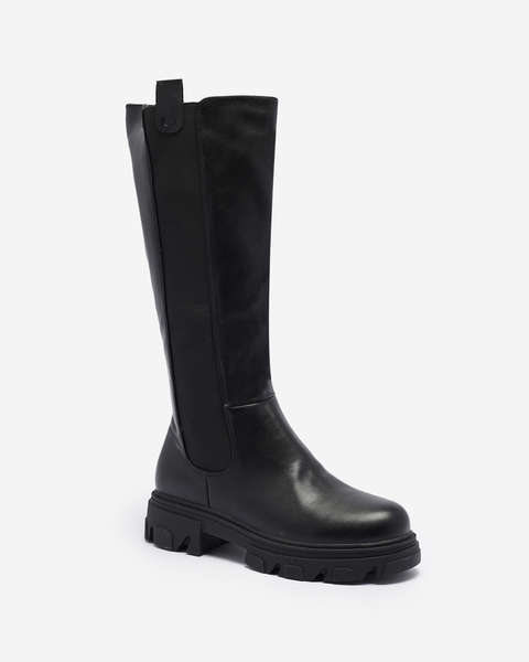 Bottes noires à mi-mollets pour femmes Vebissa- Footwear