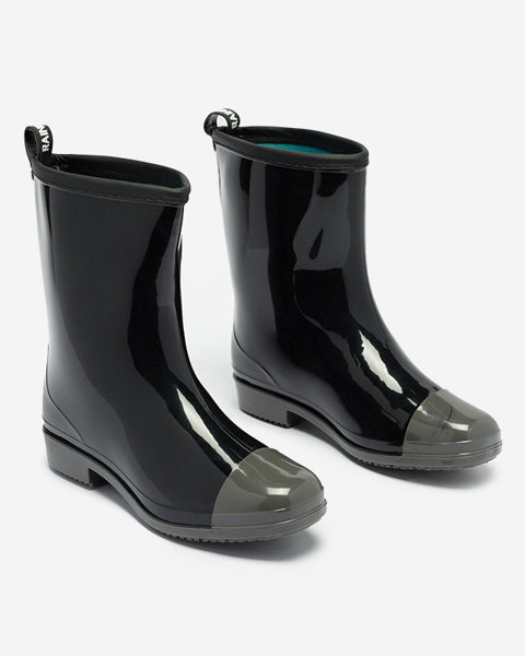 Bottes noires laquées pour femmes avec nez gris Xolina- Footwear