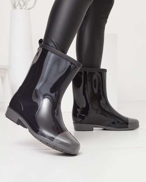 Bottes noires laquées pour femmes avec nez gris Xolina- Footwear