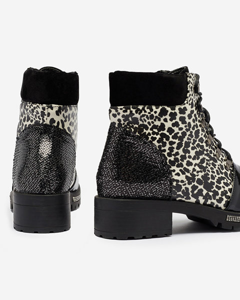Bottes noires pour femme avec motif léopard Olgys - Footwear