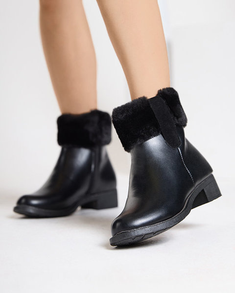 Bottes noires pour femmes avec fourrure Sabola- Footwear