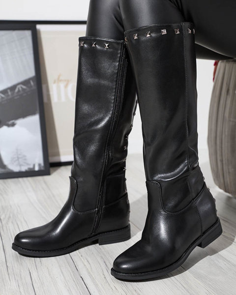 Bottes noires pour femmes avec talon compensé caché Lenabi- Footwear