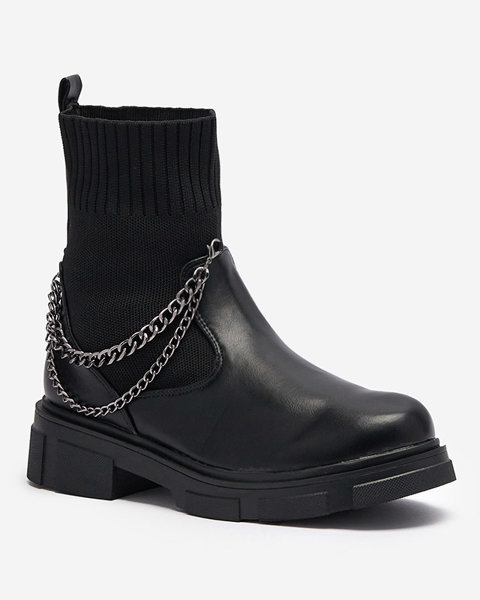 Bottes noires pour femmes avec tige a'la sock Foldaf- Footwear