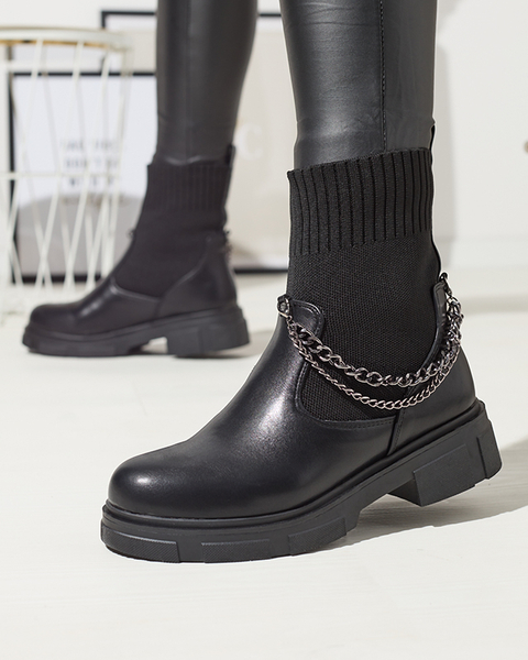 Bottes noires pour femmes avec tige a'la sock Foldaf- Footwear