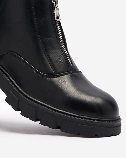 Bottes noires pour femmes avec une fermeture éclair au milieu Elibb- Footwear