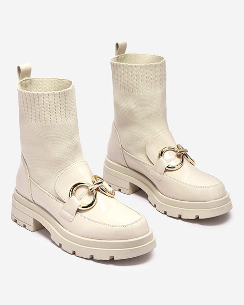 Bottes pour femme beige avec chaussette Accioi- Footwear