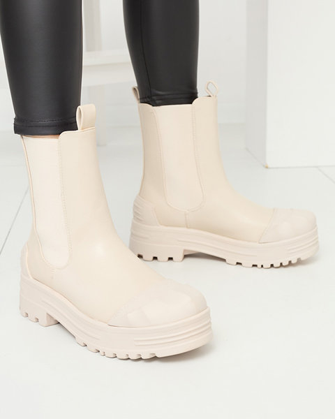 Bottes pour femmes beiges sur une semelle plus épaisse Berann- Footwear