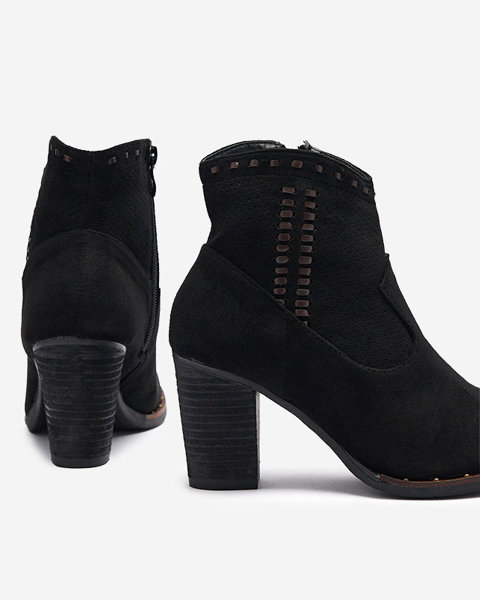 Bottes pour femmes sur tige haute en suède écologique noir Allima - Chaussures