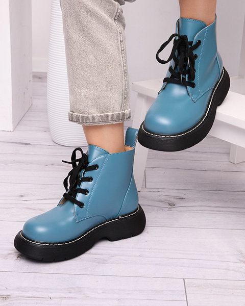 Bottines à lacets pour femme bleues sur semelle massive Ekira - Footwear