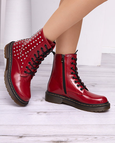 Bottines laquées rouges pour femme avec clous Derisa - Footwear
