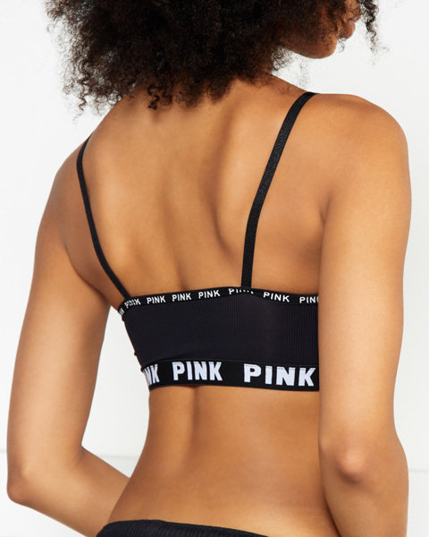 Brassière de sport femme noire avec inscriptions - Underwear