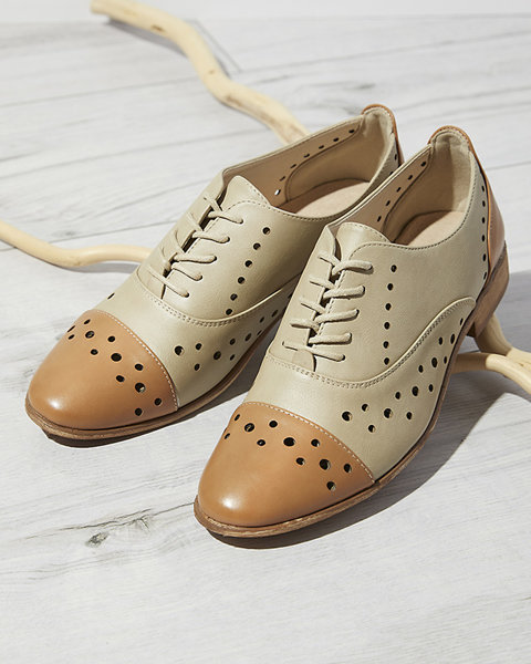Camel-beige Demi-souliers à lacets ajourés pour femmes Reverig- Footwear