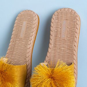 Chaussons femme Azrail jaune à pampilles - Chaussures