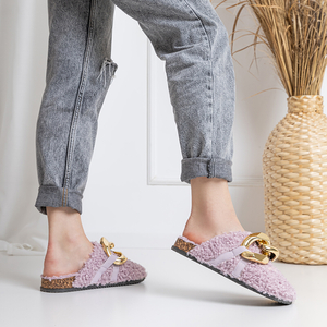 Chaussons pour femmes violets avec peau de mouton et chaîne Juka - Chaussures