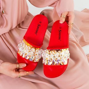 Chaussons rouges pour femmes avec pierres Halpasi - Footwear