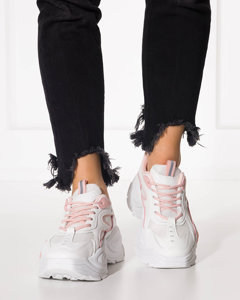 Chaussures de sport à plateforme blanches pour femmes avec empiècements roses Oirana - Footwear